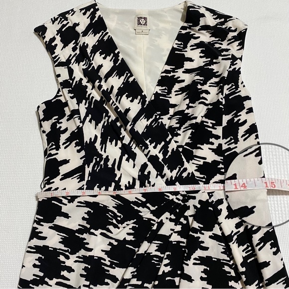 Anne Klein Sleeveless Houndstooth Dress, Faux Wrap Skirt Black & White Size 8 - Picture 11 of 12